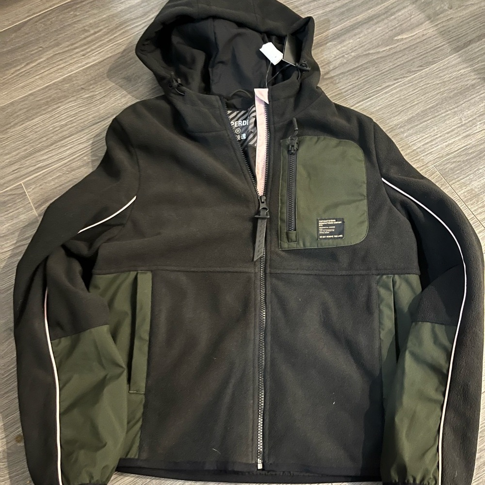 Black and Green Hooded Jacket